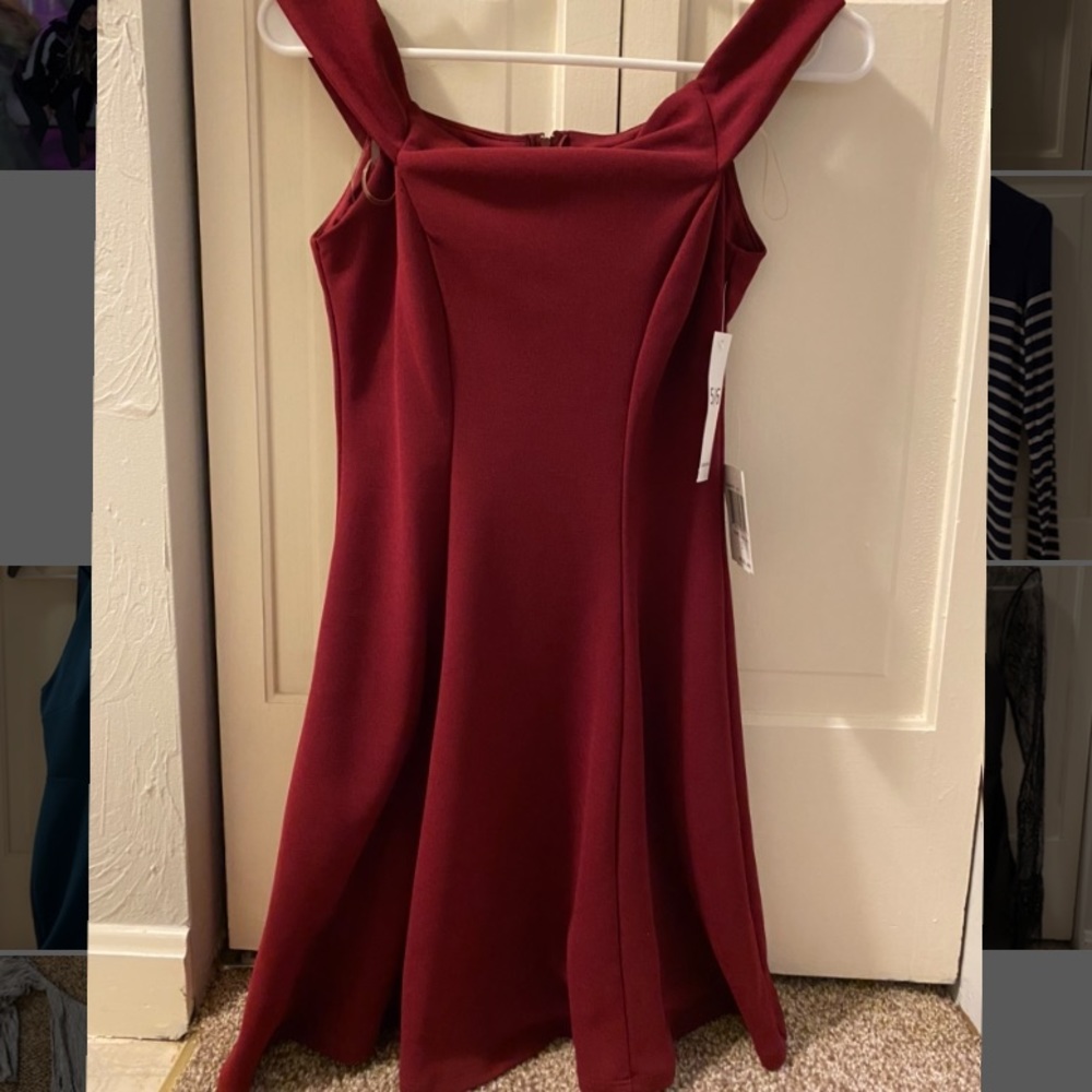 Off-the-shoulder red dress